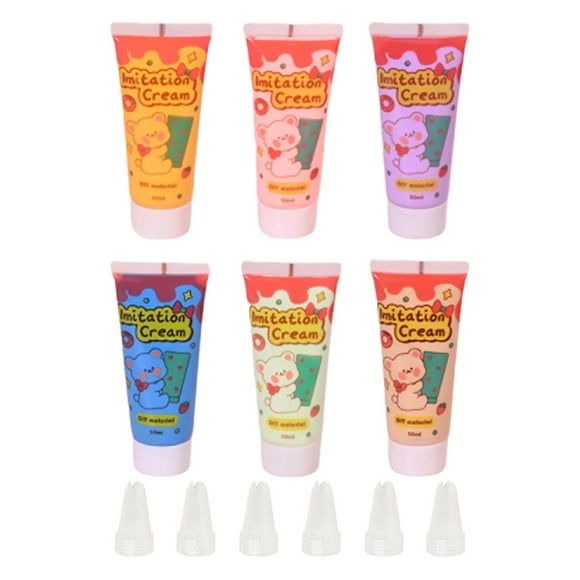 Ensemble de 6 Pcs de Colle Crème Fouettée Simulation, Colles d'Argile Crème, Accessoires pour Cheveux, Fabrication de Étui de Téléphone DIY pour Fabrication de Bijoux de Étui de Téléphone Style C