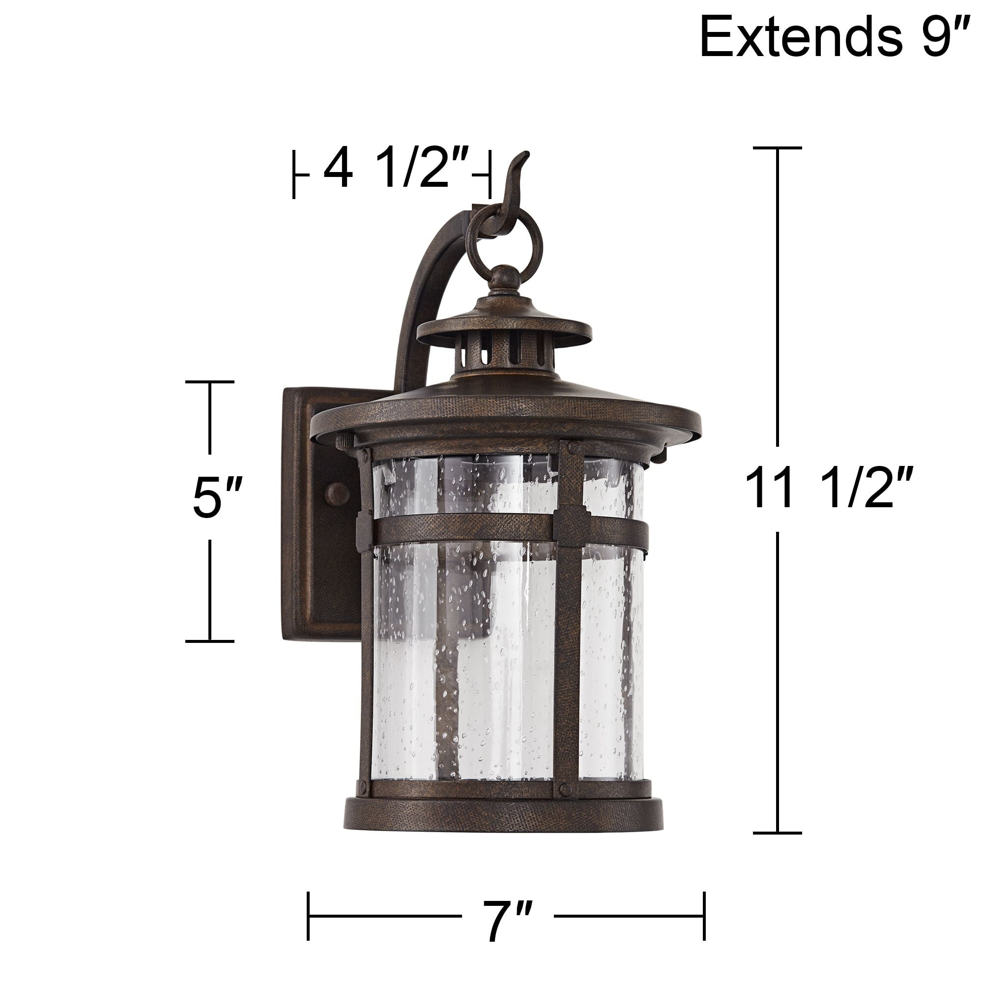 Franklin Iron Works Callaway Rustic Industrial Outdoor Wall Light Fixtures Set of 2 Bronze LED 11 1/2" Clear Seedy Glass for Post Exterior