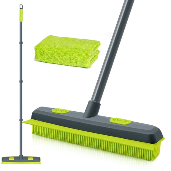 TidyBliss Pet Hair Removal Broom with 1 Microfiber Cloth (Green)