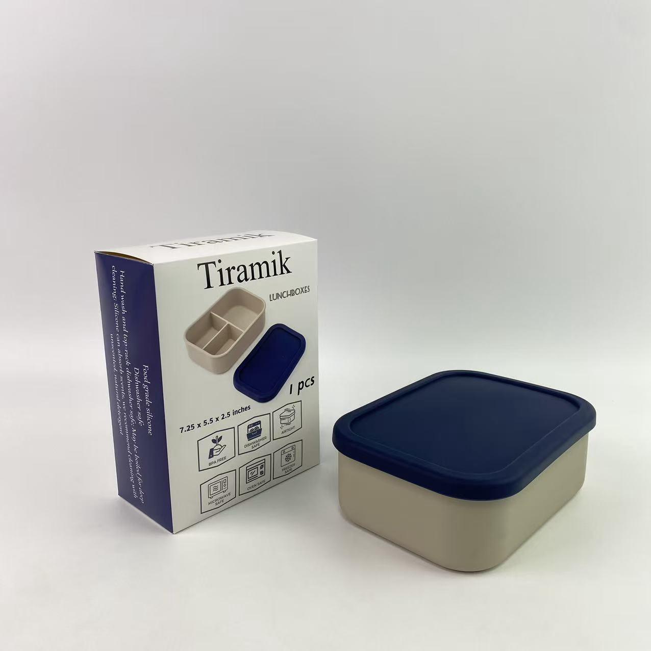 Tiramik Lunch boxes,3 Compartment Lunch Box - Microwave, Dishwasher and Freezer Safe
