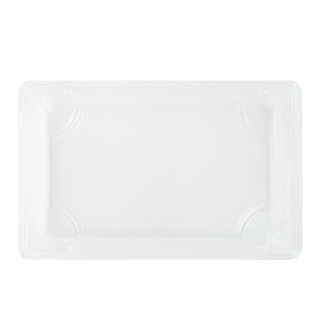 Pulp Tek Rectangle Clear Plastic Lid - Fits Long Sushi Tray - 8 3/4 x 3  3/4 x 1 1/4 - 100 count box