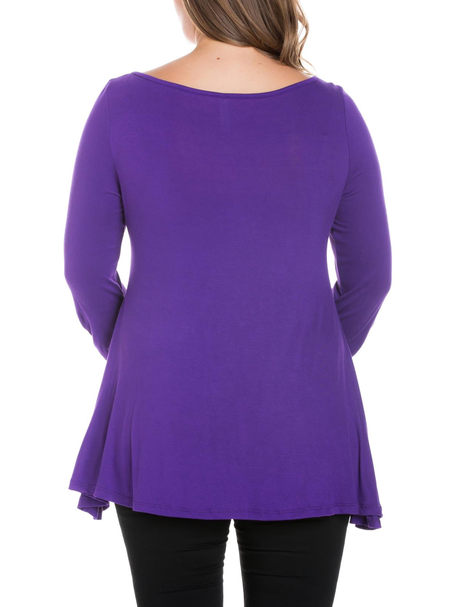 24seven Comfort Apparel Plus Size Ruched Sleeve Swing Tunic Top