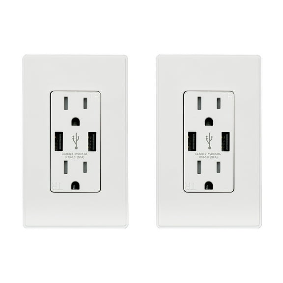 ELEGRP USB Outlets Receptacles, 25W 5.0 Amp High Charging USB Wall Outlet, 15 Amp Tamper-Resistant Electrical Outlet with Type A port, UL Listed, Wall Plate Included