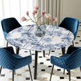 thumbnail image 5 of Elastic Fitted Round Tablecloth, Watercolor Forest Blue Waterproof Stretch Table Cover for 55"-60" Tables, Abstract Art Modern Trees Washable Outdoor Tablecloths for Patio, Picnic, Camping, 5 of 9