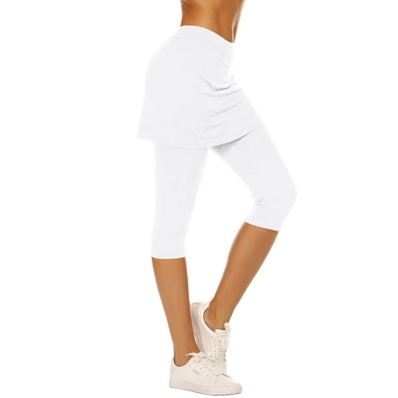 Leggings Capri à Jupe de Yoga pour Femmes Pantalons de Golf Tennis avec Jupe Course Entraînement Actifs Jupes-Short