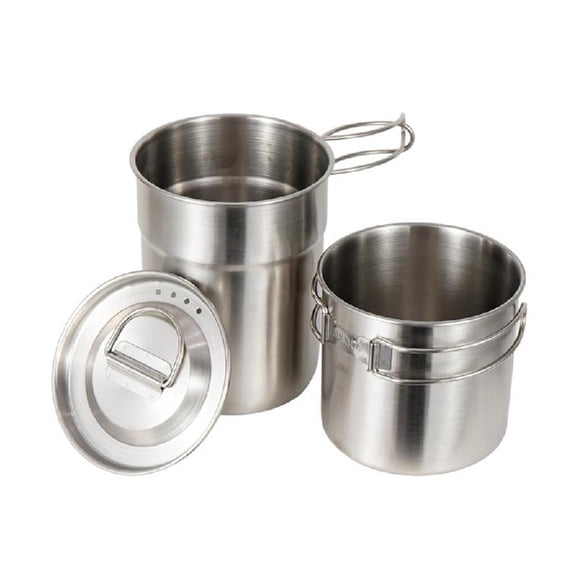 Stainless Steels Camping Coffee Cup with Folding Handle Outdoor Cookware Camping Cups and Mugs Pots Easy to Use