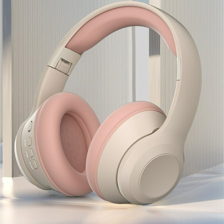 Noise Cancelling Headphones Hwkond Headset Bluetooth Headphones Noise Cancellation Plug-in Stereo Wireless Headset Pink