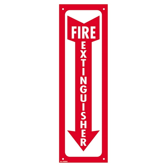 Cosco Sign, Glow in Dark, FIRE Extinguisher, 4" x 13", Red and White (098063)