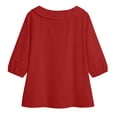 thumbnail image 3 of Tauxra Linen Blend Top for Women with Puff Sleeves and Drawstring, 3/4 Sleeve Ruffle Detail Casual Summer Blouse, 3 of 5