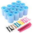 thumbnail image 1 of Juego de rulos de pelo con agarre automático, con rulos de peluquería (grande, mediano, pequeño), peine de plástico de bolsillo plegable, pinzas de pico de pato, 1 of 7