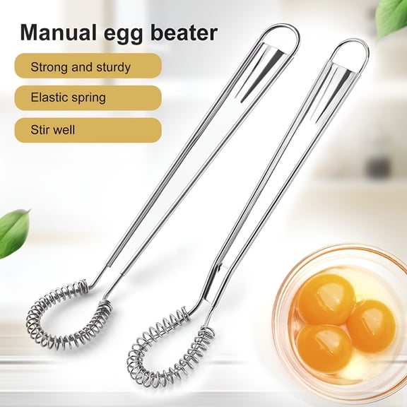 ACDANC 8" Stainless Steel Flat Whisk Handheld Wire Egg Whisk Spring Coil Whisk Egg Frother Milk and Egg Beater Blender