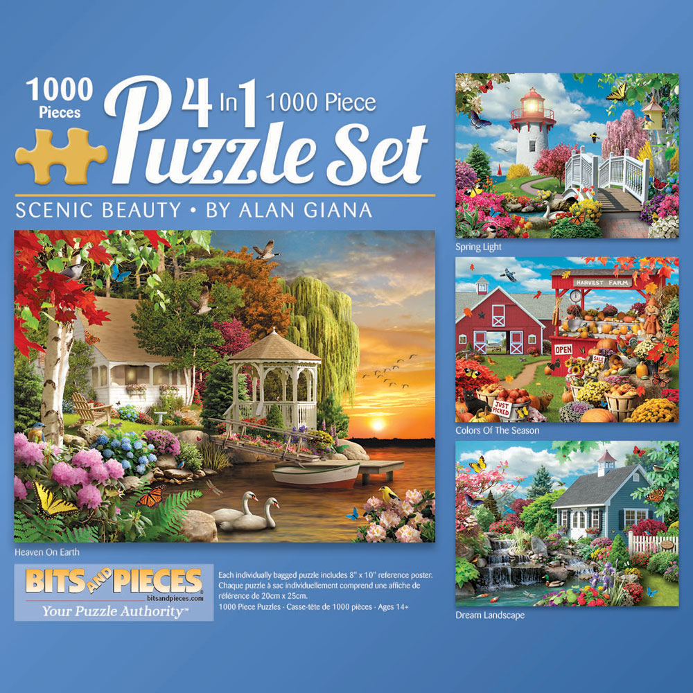 Bits and Pieces - 4-in-1 Multi-Pack Set 1000 Piece Jigsaw Puzzle for Adults - Scenic Beauty 