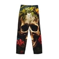 thumbnail image 3 of Vsdgher Butterfly Flower Plant Skull Print Mens Pajama Pants Sleep & Lounge Pants, PJ Bottoms With elastic waistb and Pockets, 3 of 5