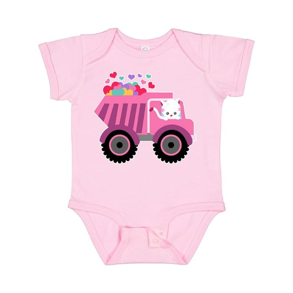 Inktastic Kitten Sending Some Love This Valentine's Day in Dump Truck Boys or Girls Baby Bodysuit