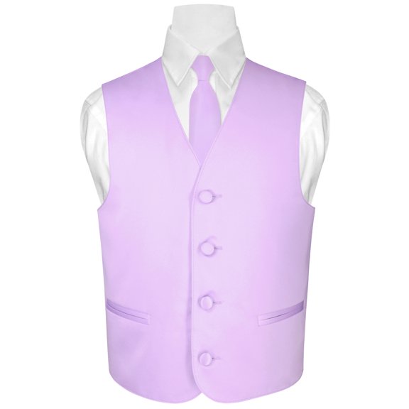BOY'S Dress Vest & NeckTie Solid Lavender Purple Color Neck Tie Set size 2