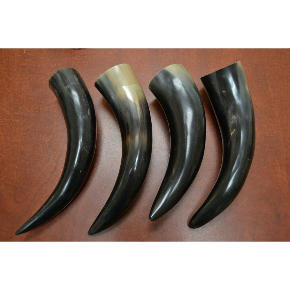 4 Pcs Assort Polished Water Buffalo Hollow Viking Horns 10" 12