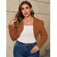 thumbnail image 2 of Yesfashion Women's Long Sleeve Cardigan Knit Sweaters Cropped Open Front Short Curved Cardigan, 2 of 7