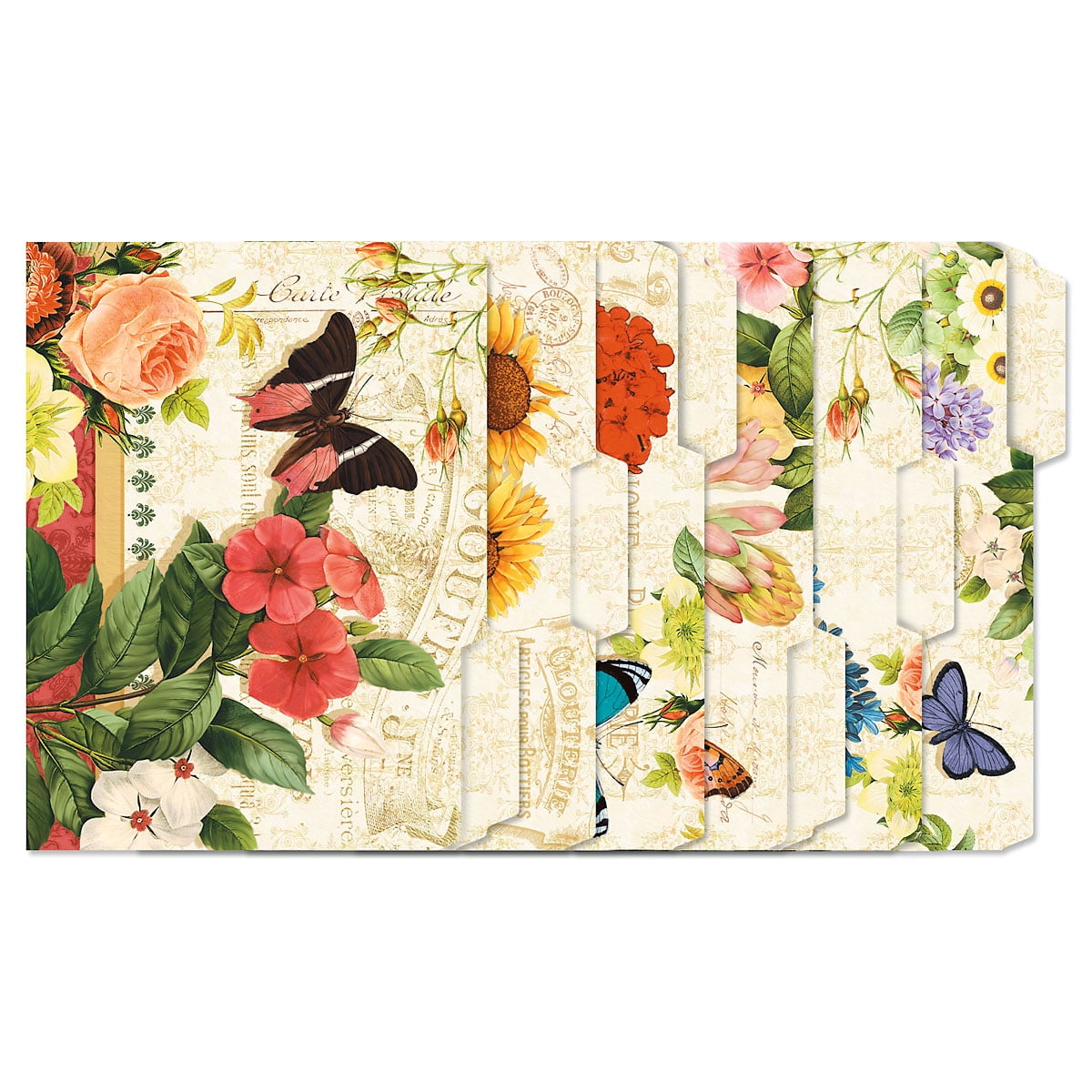 Current Grande Fleur File Folders - Set of 24 (6 Designs) 1/3 Cut Staggered Tabs, Letter-Size Value Pack