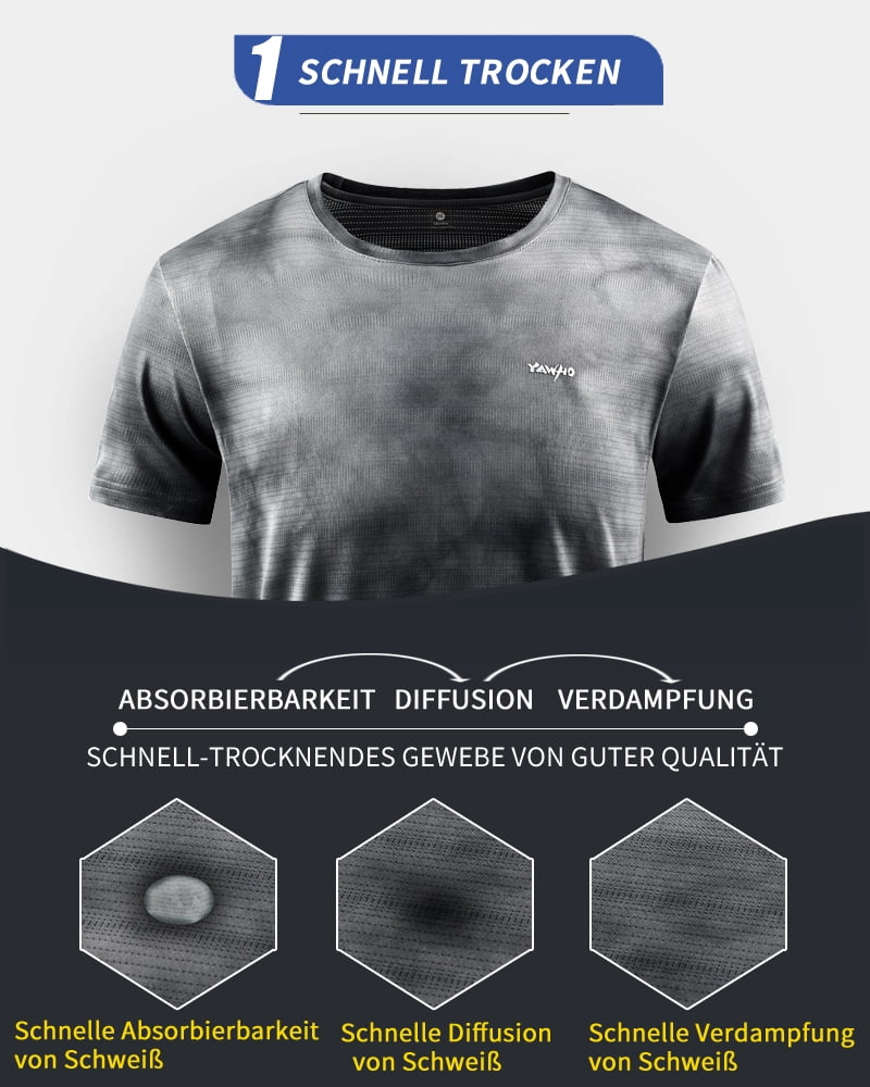 Experience ultimate comfort and performance with this men's workout shirt, made from high-quality polyester mesh fabric that ensures breathability and a lightweight fit. The moisture-wicking technology efficiently evaporates sweat, keeping you cool and dry throughout your home or gym workouts. With its reflective stripes for visibility in low-light conditions, you can feel safe during evening exercise sessions. The four needle six lines craftsmanship guarantees durability and protection against irritation, making this shirt ideal for various activities like gym training, running, hiking, cycling, and more.