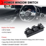 8974174690 Master Power Window Regulator Controller Switch Button Fit for Isuzu D-Max Dmax Pickup 2012-2019, 12 Pins on Left Hand Drive for 4-Door