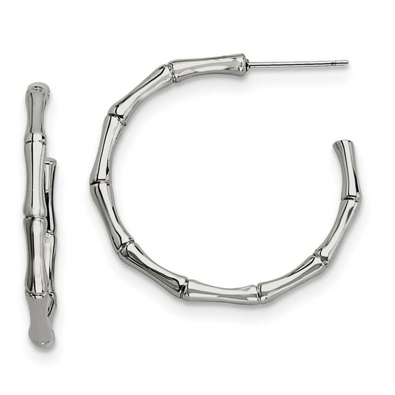 Stainless Steel Polished J Hoop Earrings