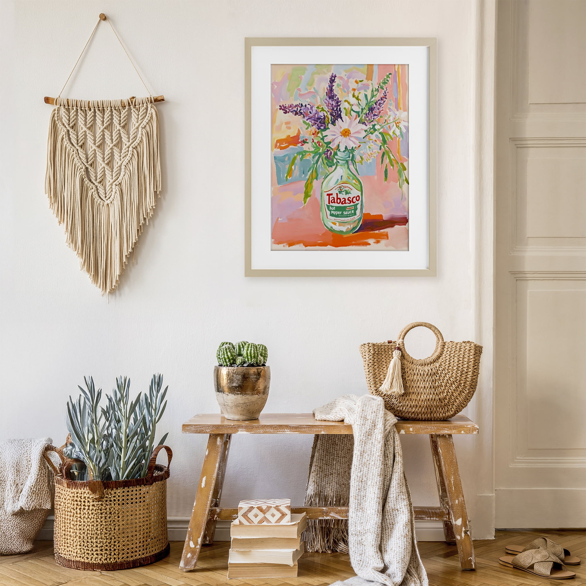 Stupell Industries Hot Sauce Bottle Bouquet Birch Framed Print Under Glass, design by The Prints Vibe