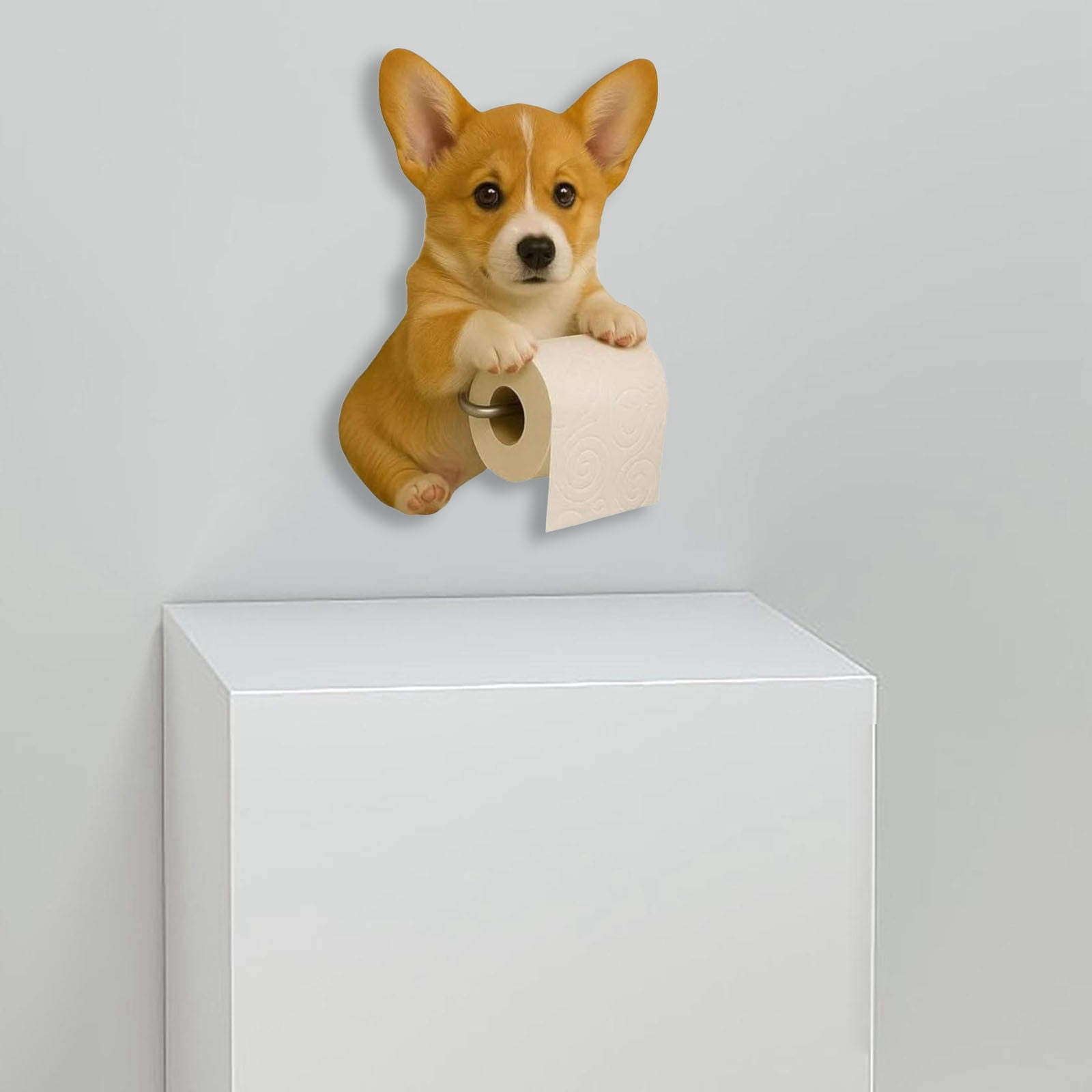 DUBF Dog Paper Towel Holder - Cute Puppy Wall Mounted Toilet Roll Dispenser - Pet Theme Bathroom Tissue Storage for Home RV Dorm Kitchen for Dog Lovers