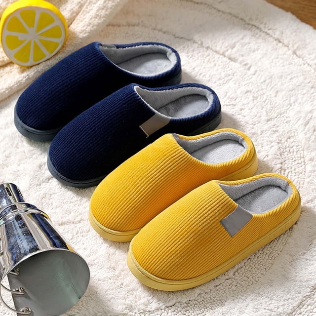Zapatillas de algodón acogedoras para mujeres y hombres - Zapatos de interior con forro polar cálido para el hogar, suelas antideslizantes cómodas y suaves