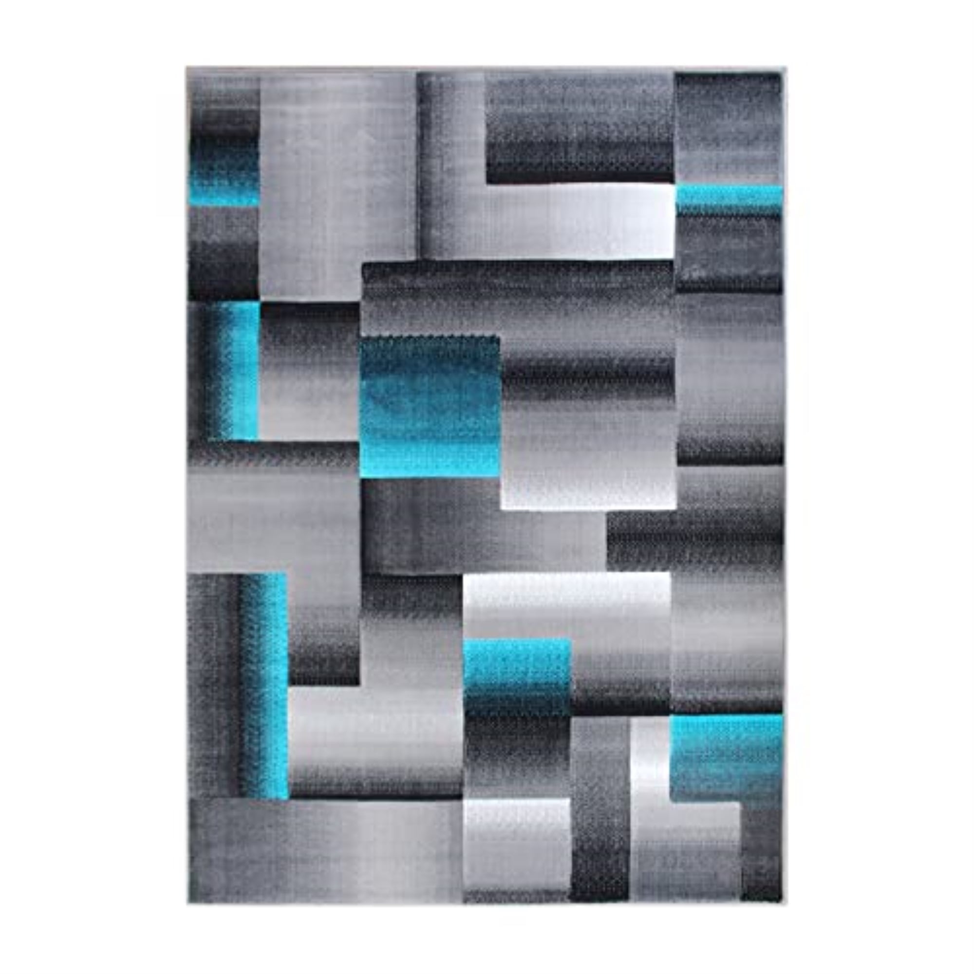 Flash Furniture Elio Rectangular Contemporary Grey, Turquoise Area Rug, 8' x 10'