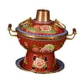 thumbnail image 2 of Olla caliente cloisonné, olla caliente de cobre, olla caliente para una sola persona, olla caliente tradicional china Shabu Rojo, 2 of 9