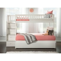 AFI Westbrook Staircase Bunk Twin over Full with Full Size Urban Trundle Bed, White