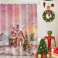 thumbnail image 5 of Winter Snow Scene Christmas Pink Farmhouse Shower Curtain for Bathroom, Watercolor Xmas Tree Waterproof Shower Curtains Washable Quick Dry with Hooks Bathtub Curtains 72x72IN, 5 of 9