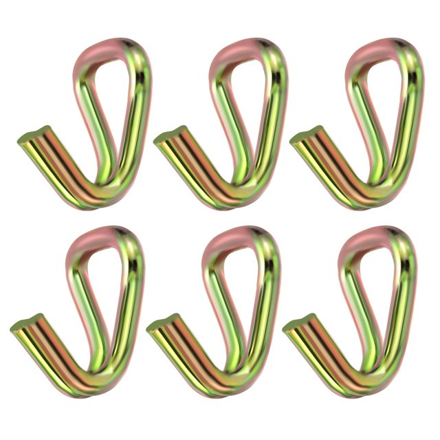 Uxcell Ratchet Double J Hook Tie Down Strap Webbing on Car Truck Trailers Towing Strap 6 Pcs Gold Fit 9.2mm