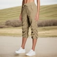 thumbnail image 6 of TQWQT Beige Capri Pants for Women Stretch Active Pants Drawstring Workout Quick Dry Plus Size Cargo Joggers Yoga Capris with Pockets Beige XXL, 6 of 8
