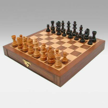 Trademark Games Walnut Veneer Cabinet with Staunton Wood Chessmen