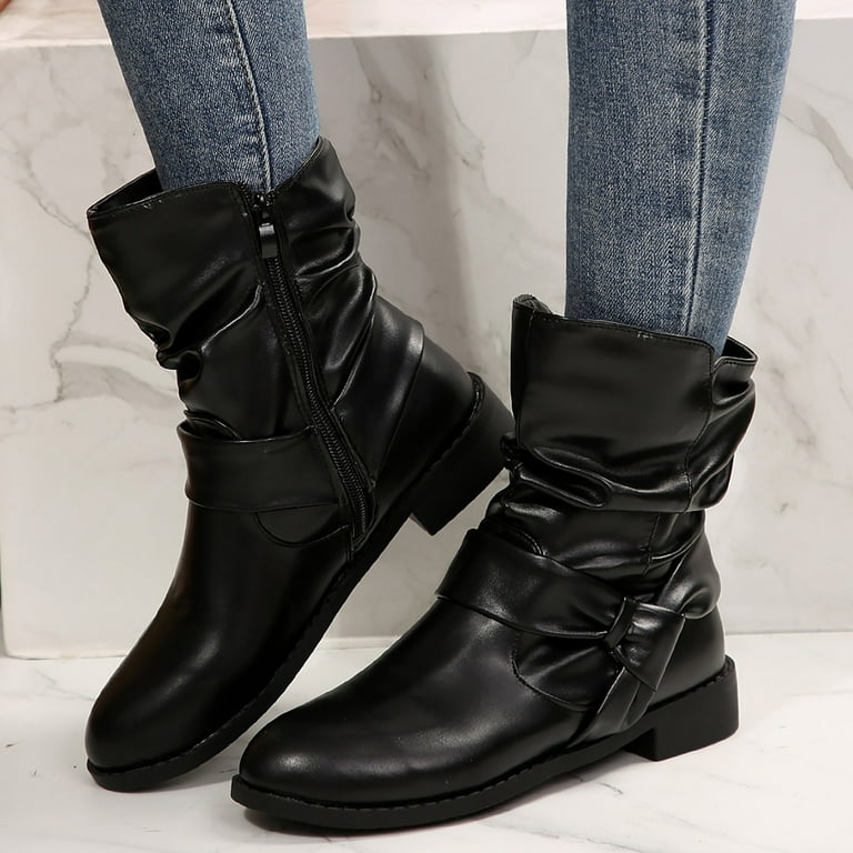 DVKOVI Botas Para Mujer Womens Ankle Cowboy Boots Women Shoes Comfortable Soft Sole Ankle Boots Casual Fashion Flat Boots Flat Heel Cowboy Boots Women Black 38 Walmart