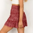 thumbnail image 4 of Teissuly Women Summer Casual Bohe High Waist Ruffled Floral Print Beach Short Skirt, 4 of 8
