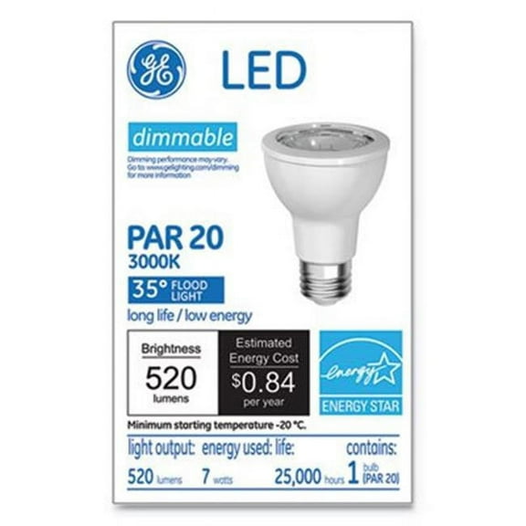 6 Pack -GE Energy Smart 93348 Par20 E26 3000k 35degree 500 lumens