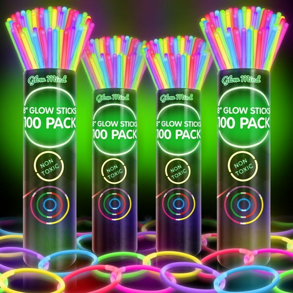 Glow Sticks Glow Mind 400, paquete ultrabrillante para fiesta de Halloween