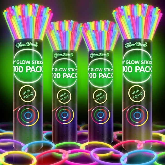 Glow Sticks Glow Mind 400, paquete ultrabrillante para fiesta de Halloween