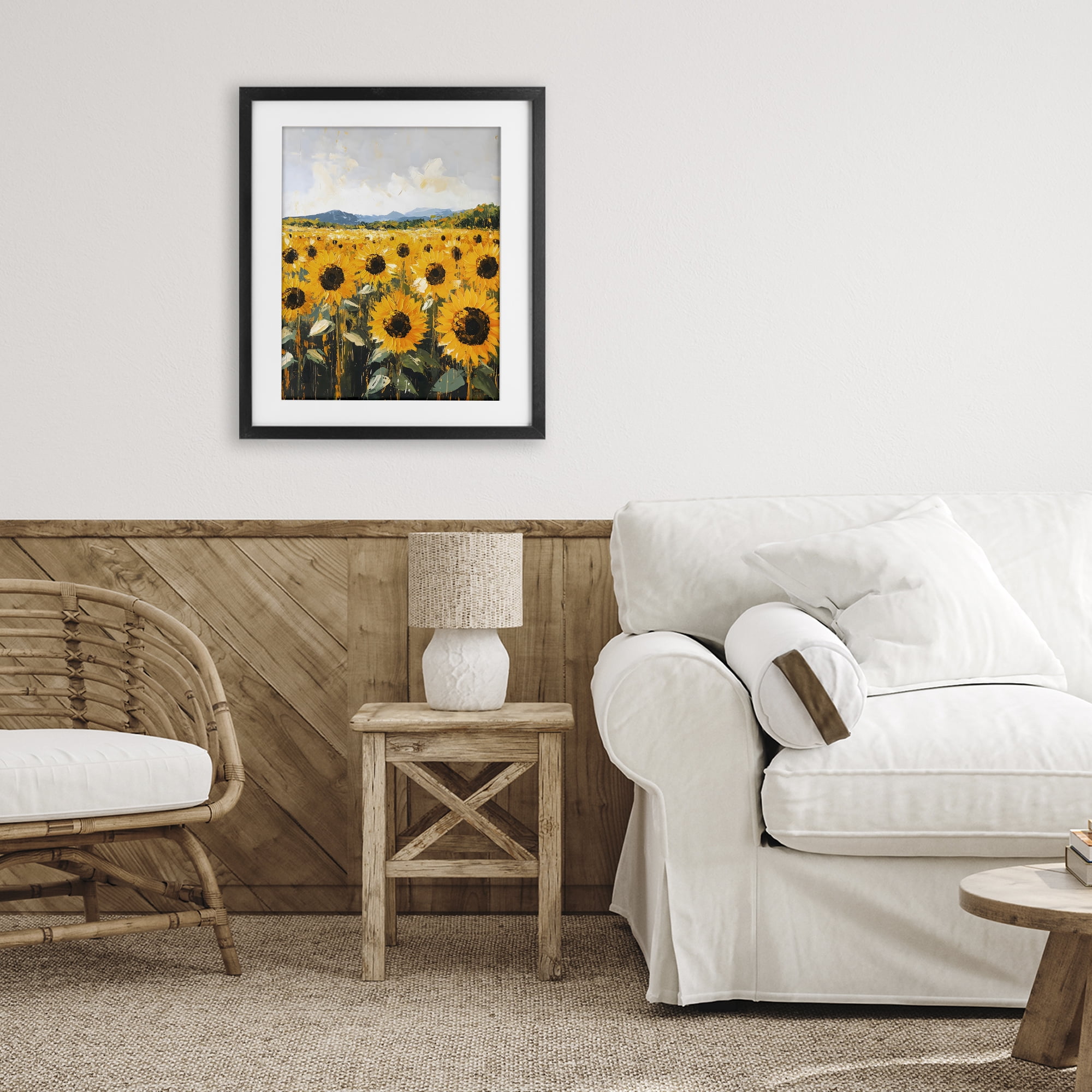 Stupell Industries Beautiful Sunflowers in Field Black Framed Print Under Glass, design by Creative Studio