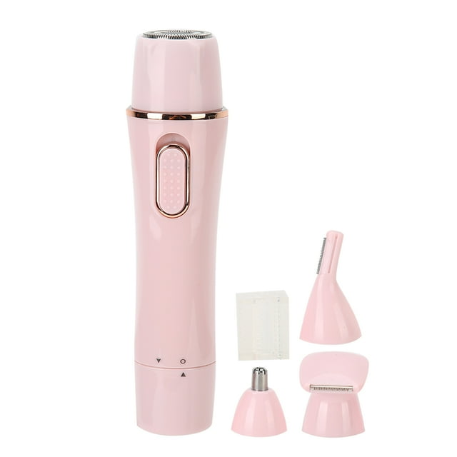Depiladora eléctrica 4 en 1, afeitadora portátil para cejas, nariz, recortadora de pelo rosa (carga USB)