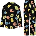 thumbnail image 6 of Top-kevin Women's Pajama Sets Seafood Fruit Pattern Long Sleeve Lounge Sets Pjs Sleepwear with Pockets, 6 of 12