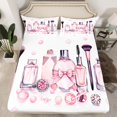 thumbnail image 2 of Manfei Girls Perfume King Sheet Set (4-Piece) Lipstick Diamond Ring Pink Bow Decor, 2 of 7