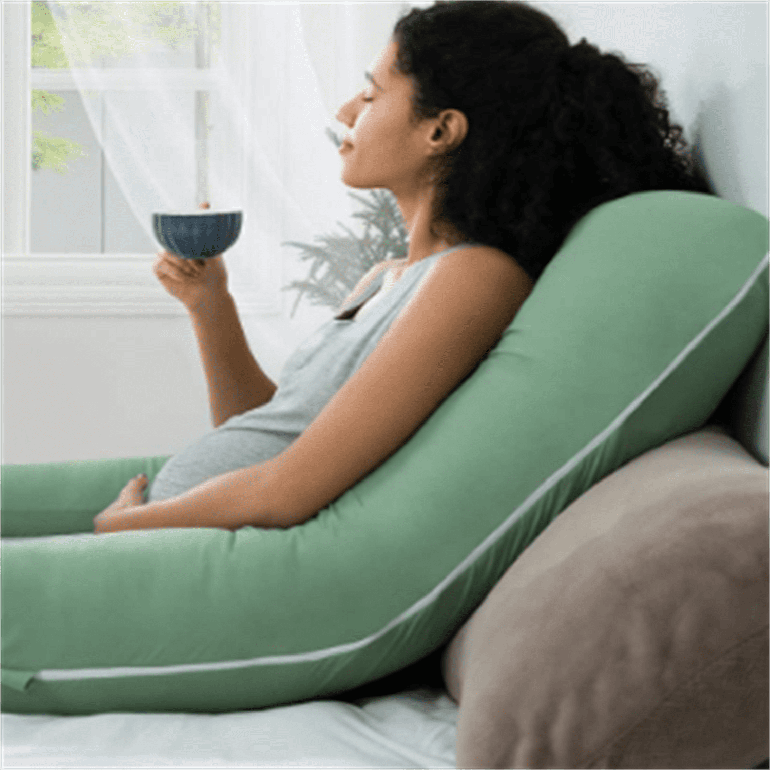Cooling Pregnancy Pillows, U Shaped Full Body Maternity Pillow for Pregnant Support, Rayon Derived from Bamboo, Buttery Soft, Super Breathable for Hot Sleeper, Green