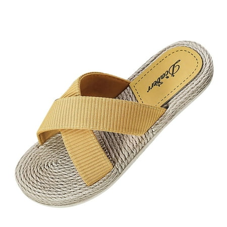

zttd fashion spring and summer casual women s flat-bottomed beach fashion cross strap slippers women s slipper a