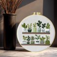 thumbnail image 5 of Full Range Embroidery Kit for Adult, Green Plant Pattern Embroidery Kit for Beginners Include Embroidery Cloth Hoops Threads for Craft Lover Hand Stitch with Embroidery Skill Techniques,Home Decor, 5 of 7