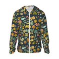 thumbnail image 2 of Uemuo Colorful Hippie Pattern Women's Full Zip UPF 50+ Sun Protection Hoodie Jacket Long Sleeve Sun Shirt Hiking Outdoor Performance with Pockets-, 2 of 9