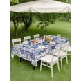 thumbnail image 3 of Boho Blue Flower Outdoor Tablecloth - 60x120 Inch Rectangle Dining Table Cover, Spring Watercolor Country Floral Plant Waterproof Outdoor Table Cloth with Umbrella Hole & Zipper for Picnic/Patio, 3 of 7