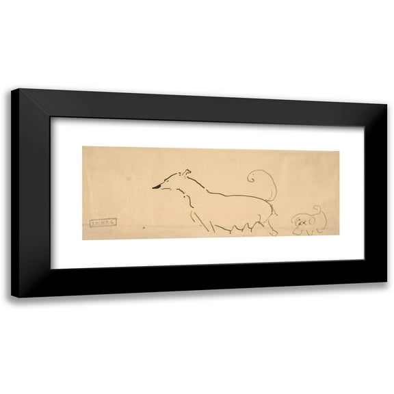 Henri de Toulouse-Lautrec 14x8 Black Modern Framed Museum Art Print Titled - Two Dogs